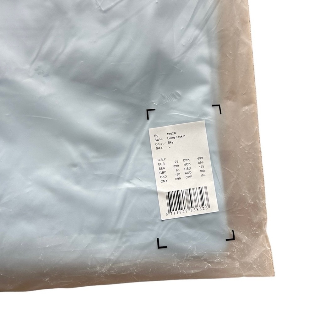 Rains Sky Blue Long Rain Jacket Sz L Waterproof Raincoat - Picture 3 of 3
